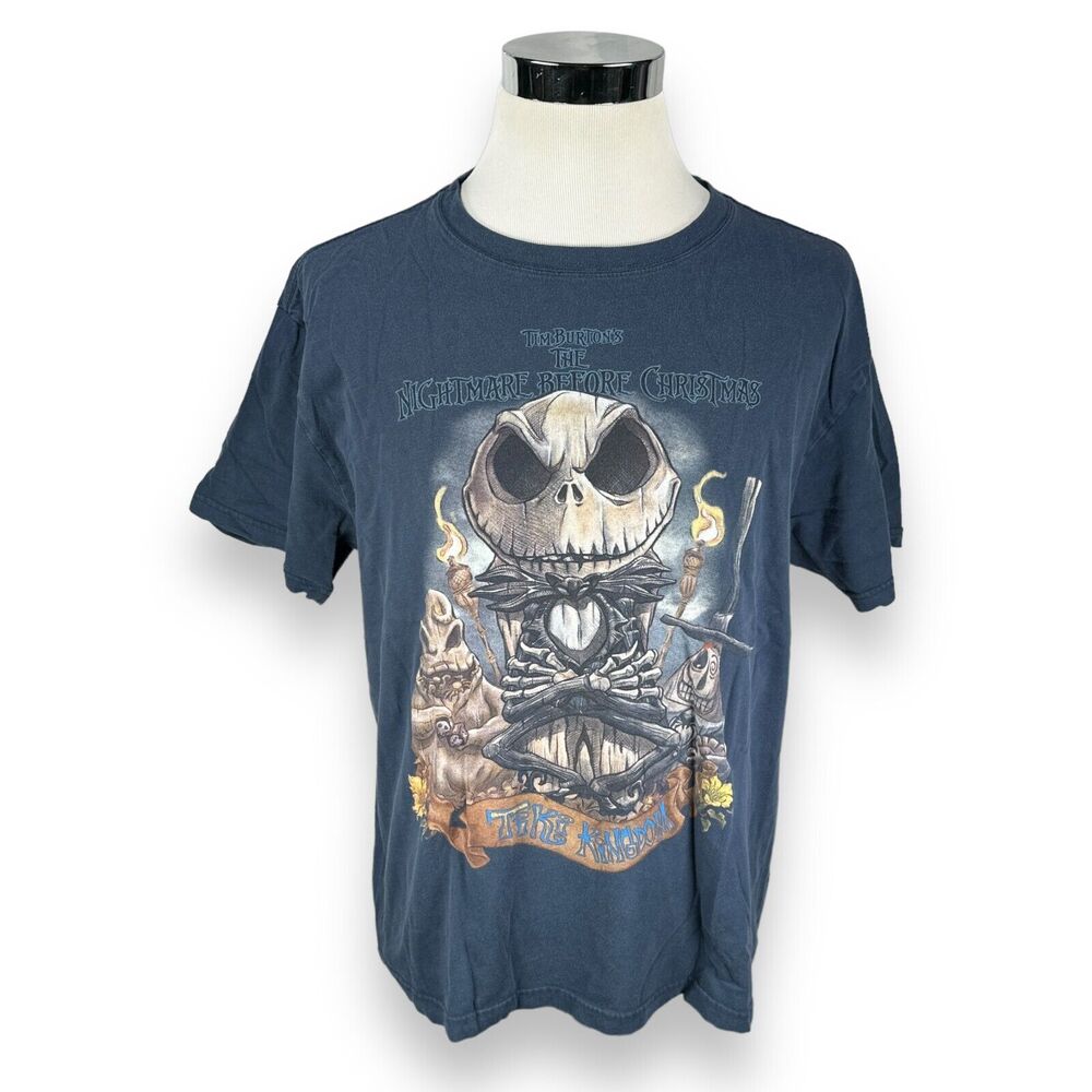 Nightmare Before Christmas Walt Disney Studios T-Shirt Big Face Men's XL Blue